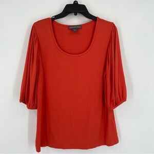 Josephine Chaus Women’s Scoop Neck Puffer Short Sleeve Orange Blouse size XL